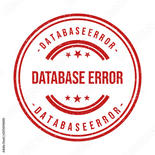 Red round rubber stamp with the text database error on the center