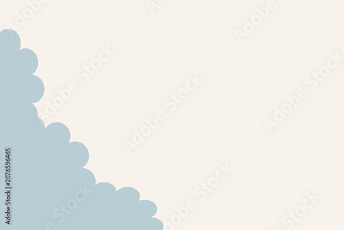Minimalist Blue Cloud Vector Illustration in Corner with Beige Copy Space. Abstract Clean Sky Texture and Cloud Graphic above for Banner Design. Flat Design Sky with Blue Clouds Border presentation ba