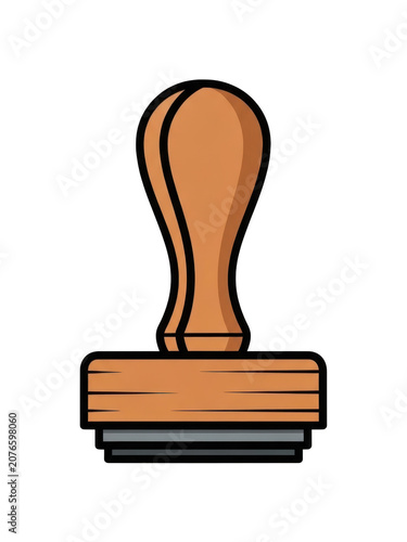 Wooden stamp with handle isolated on transparent background