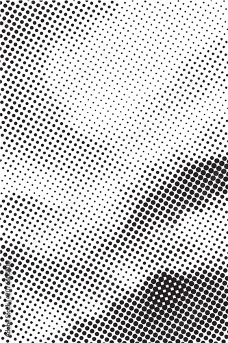Dynamic diagonal black and white halftone dots pattern background for modern retro design.