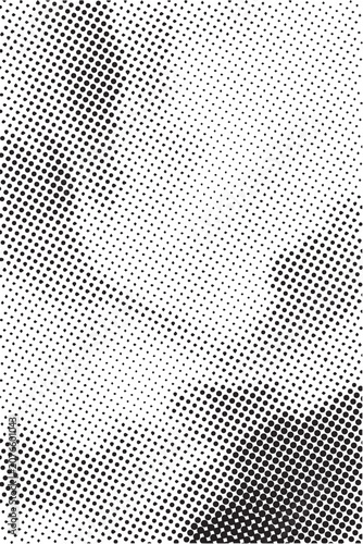 Dynamic diagonal black and white halftone dots pattern background for modern retro design.