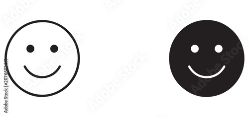 Smiling face emoticon symbols in white and black colors  happy and sad expressions  emoticons isolated on white background