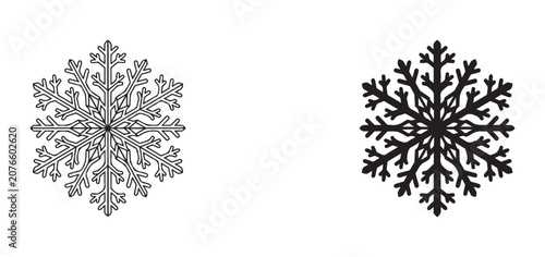 Snowflake designs in black and white for winter decoration and festive holiday patterns