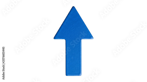 Foto Blue plasticine arrow pointing upwards with handmade texture and vibrant color for navigation concept isolated on transparent background png graphic file