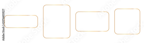 Canvas Print Golden rectangular frames border for invitation, set shiny glowing gold frame wi