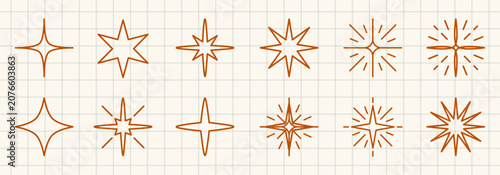 Принти на полотні Star shapes set on a grid background - stock vector