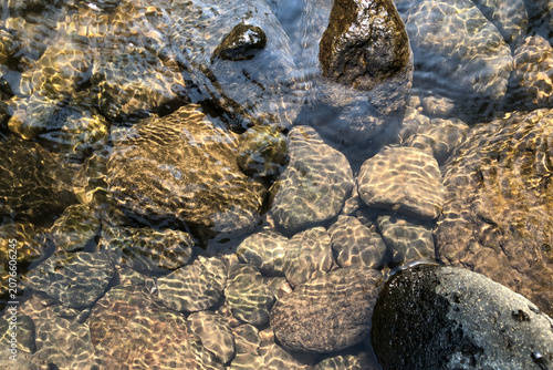 water texture background and stones in water