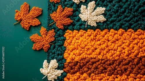 A Beautifully Crafted Autumnal Punch Needle Rug Featuring Dried Leaves