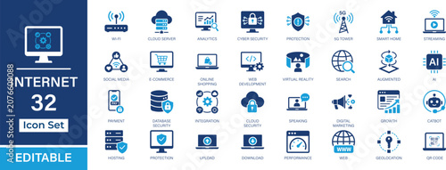 Foto Internet Technology 32 editable solid icon set