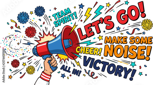Konstfotografi Sports Cheer Megaphone Vector Illustration - Let's Go Make Some Noise Team Spiri