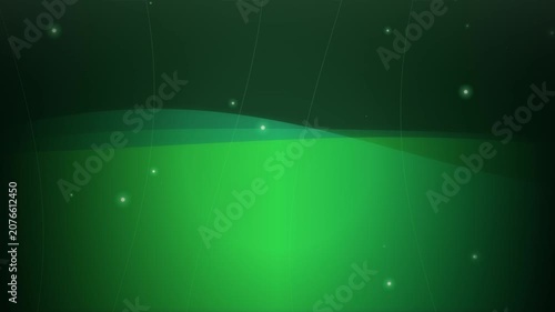 Abstract animated green background with glowing particles and smooth waves creating a serene digital motion graphic.