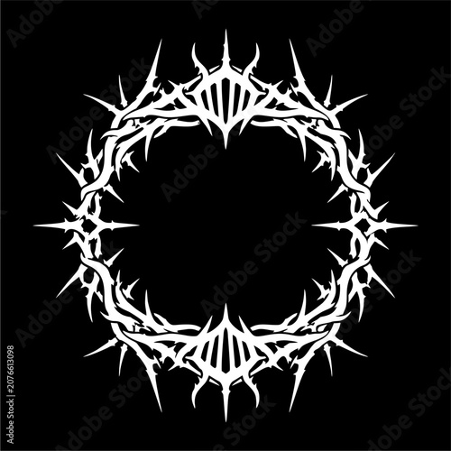 Tablou pe pânză Symmetrical Square Circular Frame with Thorned Neo Tribal Cyber Sigilism Ornamen