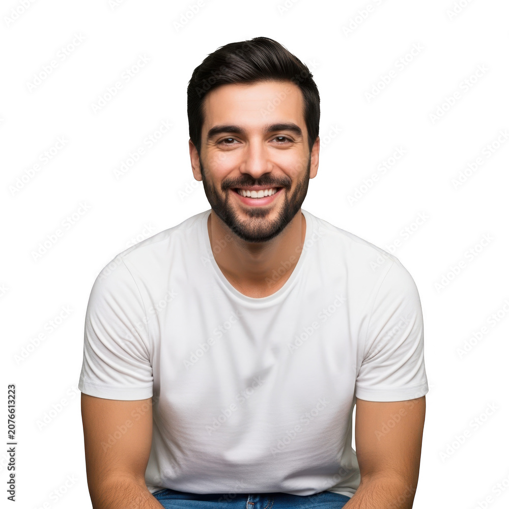 Obraz premium Portrait of a happy young man isolated on transparent background