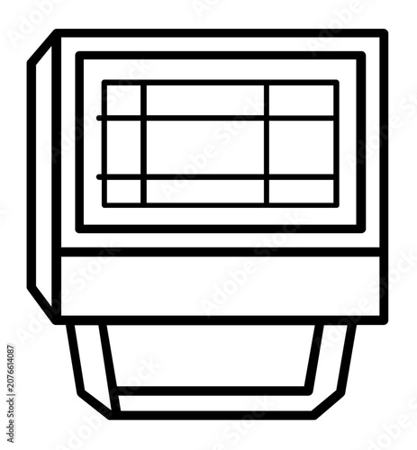 Clean flat vector line icon of a stadium floodlight, ideal for sports venue maps, event lighting controls, and arena signage.