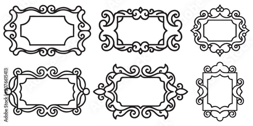 Ornate decorative frame with swirls and curls vintage style.