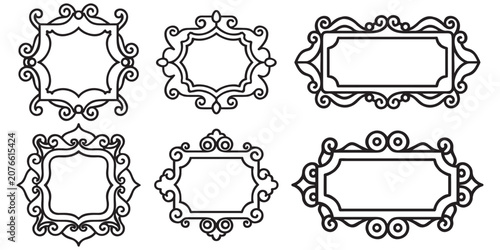 Set of decorative vintage frames with elegant floral embellishments.