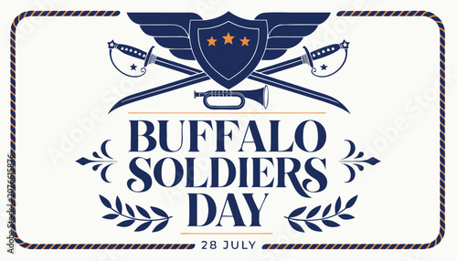 Foto Dark blue graphic design for Buffalo Soldiers Day military commemoration