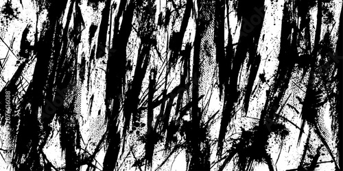 Εκτύπωση καμβά Abstract black and white ink splatters create a dynamic and chaotic visual texture, suggesting raw energy and artistic expression