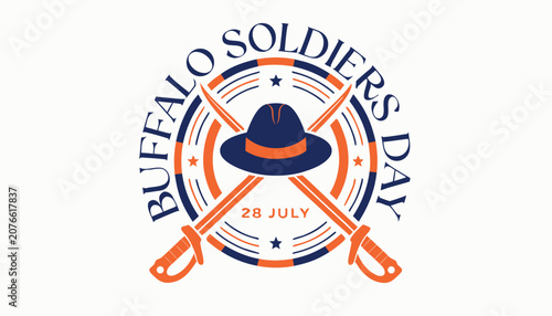 Schilderij op canvas Buffalo soldiers day graphic design featuring a hat and swords