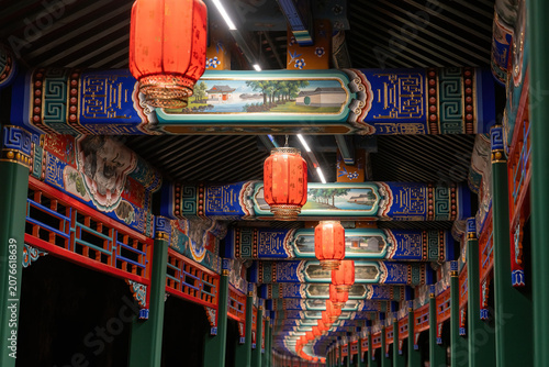 Night view of the Long Corridor of the Summer Palace in Beijing
