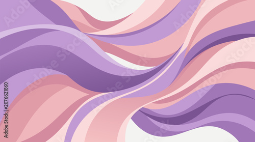 Silky flowing curves of lavender and blush colors folding gracefully over one another in a soft abstract composition, a clean flat vector illustration on a light background suitable for beauty and wel