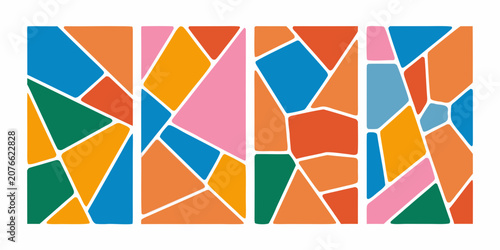 Cuadro en lienzo Geometric mosaic pattern with colorful polygonal shapes on a white background