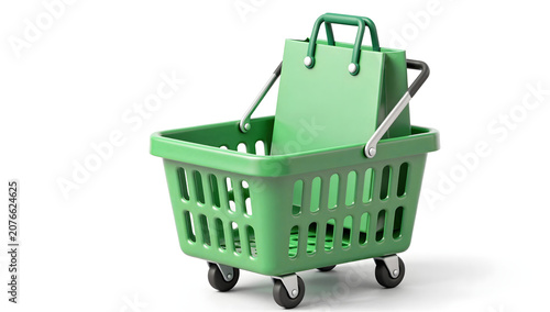 Green Shopping Cart with Bag