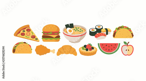 A colorful illustration of various food items (44)