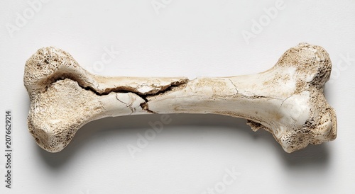 Ancient Fossilized Bone Fragment Showing Signs of Fracture and Wear.