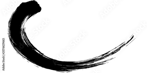 Foto A minimalist black ink brush stroke, evoking the serene essence of a Zen ensō circle, offers a profound sense of balance and artistic simplicity