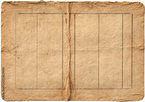 Antique Japanese Washi Paper Scroll with Vertical Columns.
