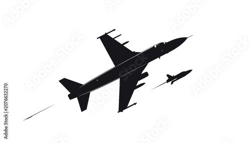 Foto Two Military Fighter Jets Flying Formation.