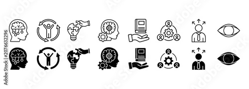 Foto Perception icon set. Memory and knowledge vector illustration