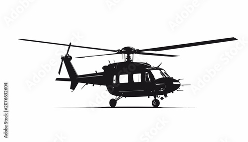 Φωτογραφία Black helicopter with rotor blades.