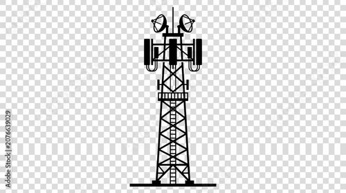 Fotografie a black and white cell tower.