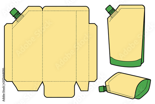 Canvastavla Doypack pouch packaging template with cap Vector