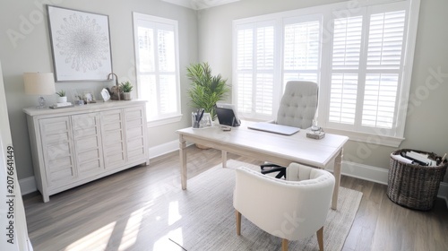 Bright home office with natural light