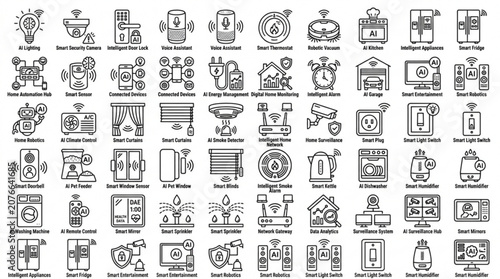 A collection of various technology and industry illustrations displayed