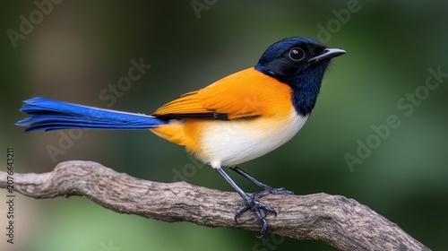 Colorful bird perched on branch, natural background, wildlife photo, nature shot, close-up