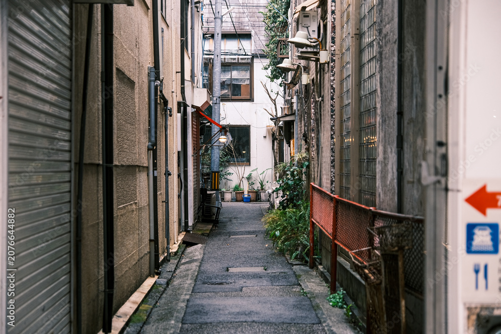 Naklejka premium 【#裏路地】静かな日本の裏路地風景