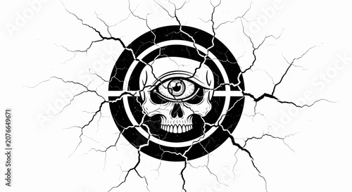 Skull Target with Cracked - Dark Design Element