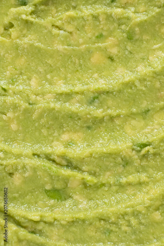 Natural Homemade Guacamole Texture, Vertical Macro Photography.