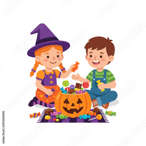 The Image Shows Two Children A Boy And A Girl Sitting On A Purple Blanket