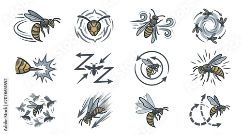 Photography Hornet and bee insect mascot logo icons.