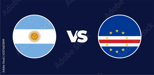 Billede på lærred Argentina vs Cabo Verde national flags in circle format, circular flag icons, ve