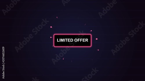 Limited Offer neon glowing button graphic for marketing and e-commerce sale