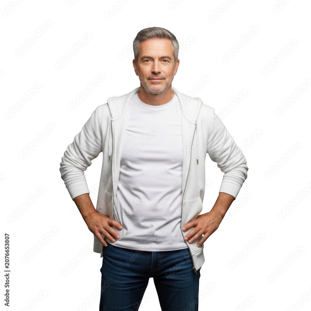 Fototapeta premium Confident middle-aged man in casual wear isolated on transparent background