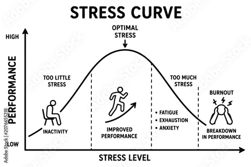 Foto Stress curve diagram showing performance and mental health Vector