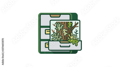 Digital Archive Tree Ecosystem Data Storage Nature Conservation Technology Concept