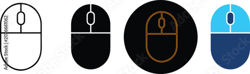 Vászonkép A collection of four distinct computer mouse icon design variations